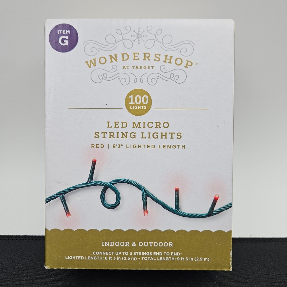 Wondershop Target 100 LED Micro String Lights Red Green Wire‎ Indoor Outdoor 9ft